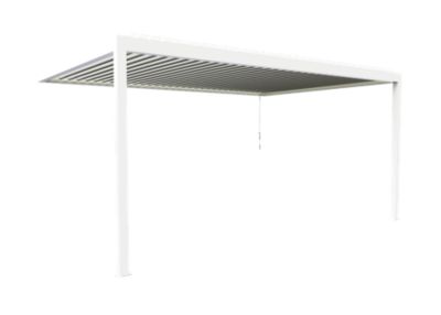 Pergola bioclimatique adossée manuelle Salto Alumin'home aluminium blanc RAL 9010 - 5 x 3,5 m