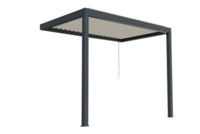 Pergola bioclimatique adossée manuelle Salto Alumin'home aluminium gris foncé RAL 7016 - 3 x 2 m