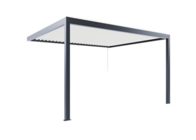 Pergola bioclimatique adossée manuelle Salto Alumin'home aluminium gris foncé RAL 7016 - 4 x 3,5 m