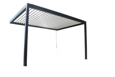 Pergola bioclimatique adossée manuelle Salto Alumin'home aluminium gris foncé RAL 7016 - 4 x 3 m
