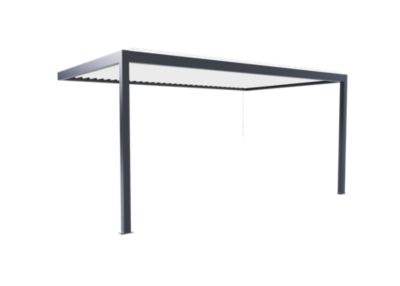 Pergola bioclimatique adossée manuelle Salto Alumin'home aluminium gris foncé RAL 7016 - 5 x 3 m