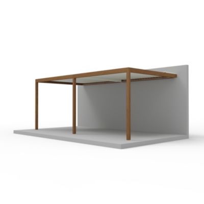 Pergola bioclimatique adossée motorisée Salto Alumin'home aluminium aspect bois - 6 x 3 m avec LED intégrés