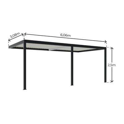 Pergola bioclimatique adossée motorisée Salto Alumin'home aluminium aspect bois - 6 x 3 m avec LED intégrés