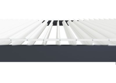 Pergola bioclimatique adossée motorisée Salto Alumin'home aluminium gris foncé RAL 7016 - 4 x 3,5 ma vec LED intégrés