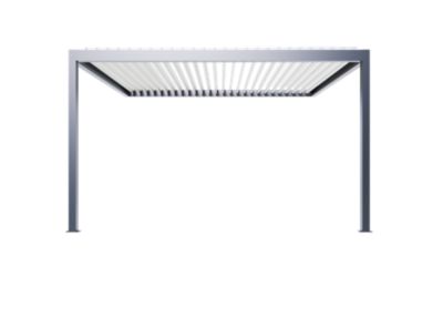 Pergola bioclimatique adossée motorisée Salto Alumin'home aluminium gris foncé RAL 7016 - 4 x 3,5 ma vec LED intégrés