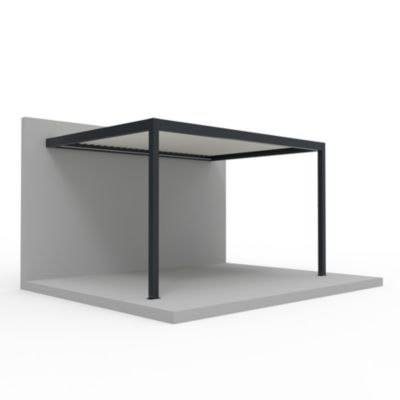 Pergola bioclimatique adossée motorisée Salto Alumin'home aluminium gris foncé RAL 7016 - 4 x 3 m avec LED intégrés