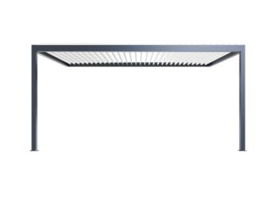 Pergola bioclimatique adossée motorisée Salto Alumin'home aluminium gris foncé RAL 7016 - 5 x 3 m avec LED intégrés