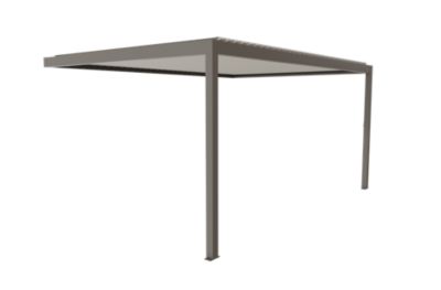 Pergola bioclimatique adossée motorisée Salto Alumin'home aluminium gris taupe RAL 7039 - 5 x 3,5 m avec LED intégrés