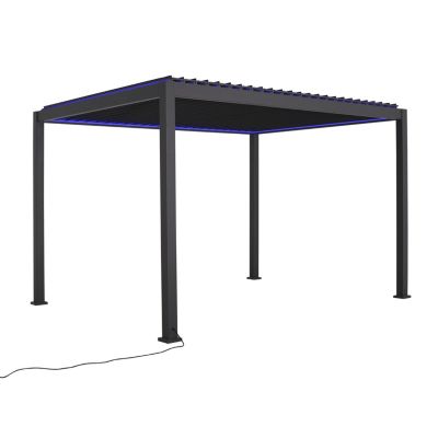Pergola bioclimatique aluminium autoportante 250,8 x 392,7 cm avec rubans LED