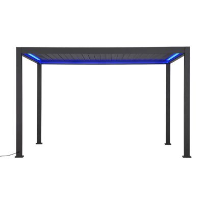 Pergola bioclimatique aluminium autoportante 250,8 x 392,7 cm avec rubans LED