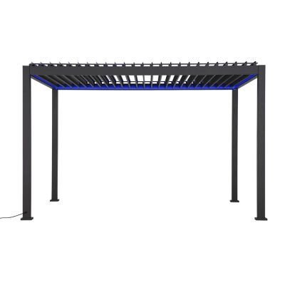Pergola bioclimatique aluminium autoportante 250,8 x 392,7 cm avec rubans LED