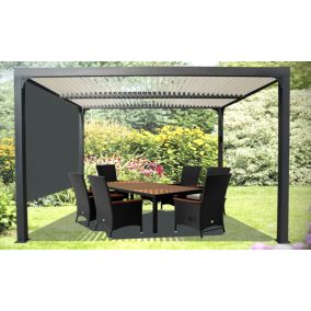 Pergola bioclimatique aluminium autoportante 3630RBIW gris anthracite 3,60 x 2,31 m