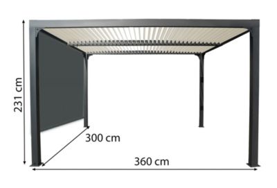 Pergola bioclimatique aluminium autoportante 3630RBIW gris anthracite 3,60 x 2,31 m