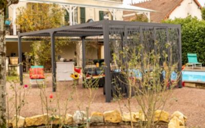 Pergola bioclimatique aluminium autoportante gris anthracite 5,98 x 2,35 m