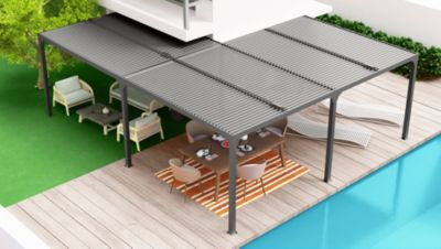 Pergola bioclimatique aluminium autoportante gris anthracite XXL 32,63m²