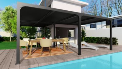 Pergola bioclimatique aluminium autoportante gris anthracite XXL 32,63m²