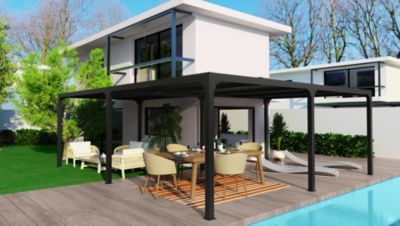 Pergola bioclimatique aluminium autoportante gris anthracite XXL 32,63m²