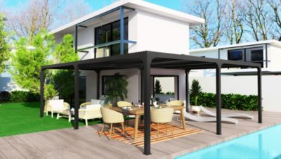 Pergola bioclimatique aluminium autoportante gris anthracite XXL 32,63m²