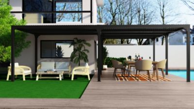 Pergola bioclimatique aluminium autoportante gris anthracite XXL 32,63m²