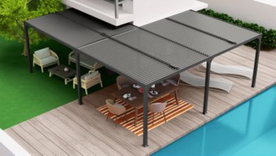 Pergola bioclimatique aluminium autoportante gris anthracite XXL 32,63m²