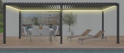 Pergola bioclimatique aluminium autoportante motorisée 5,91 x 2,50 m
