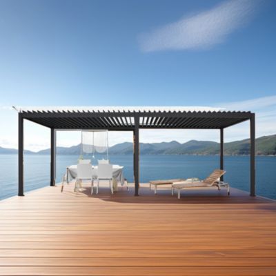 Pergola bioclimatique aluminium autoportante motorisée 5,91 x 2,50 m