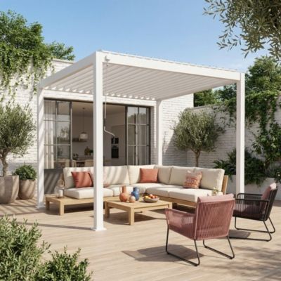 Pergola bioclimatique aluminium blanc Triomphe 3x3 m lames orientables