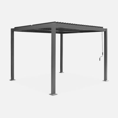 Pergola bioclimatique anthracite. aluminium et acier. 3x3m. lames orientables