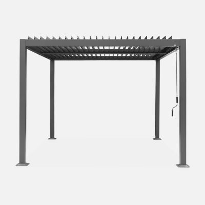 Pergola bioclimatique anthracite. aluminium et acier. 3x3m. lames orientables