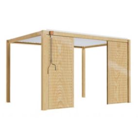 Pergola bioclimatique autoportée 3 x 4m effet bois blanc et 2 claustra  Oviala