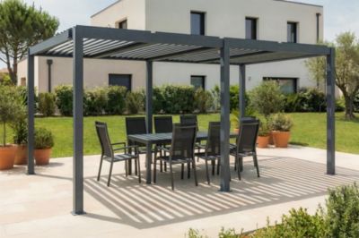 Pergola bioclimatique autoportée 5x3m AGOSTA aluminium gris