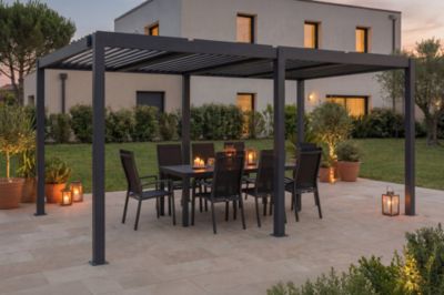Pergola bioclimatique autoportée 5x3m AGOSTA aluminium gris