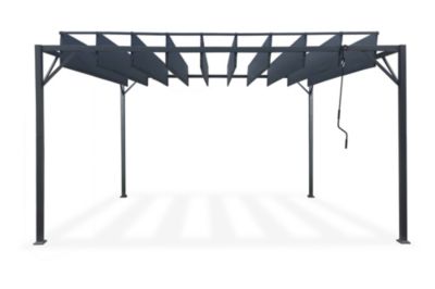 Pergola bioclimatique autoportée BAHIA 4x3m Toile Gris anthracite - Lames orientables