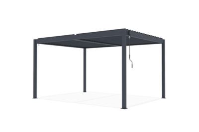 Pergola bioclimatique autoportée PIANA 4x3m aluminium gris - Lames orientables