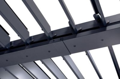 Pergola bioclimatique autoportée PIANA 4x3m aluminium gris - Lames orientables