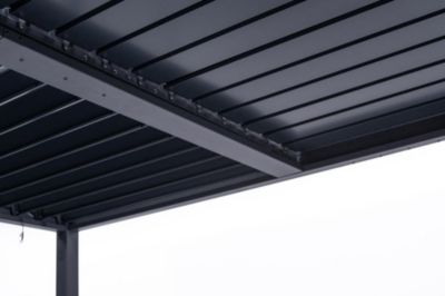 Pergola bioclimatique autoportée PIANA 4x3m aluminium gris - Lames orientables