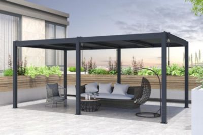 Pergola Bioclimatique autoportée SANTA 5x3m aluminium gris