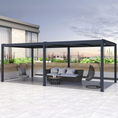 Pergola Bioclimatique autoportée SANTA 6x3m aluminium gris - Lames orientables
