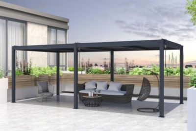 Pergola Bioclimatique autoportée SANTA 6x3m aluminium gris