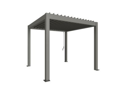 Pergola bioclimatique autoportante 3 x 3 acier gris Biohort