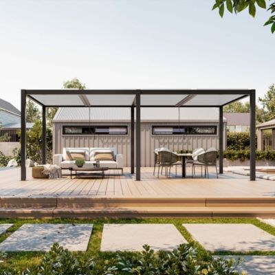 Pergola bioclimatique autoportante 5.8 x 3 m à lames orientables en aluminium - Gris anthracite - Sunny Inch