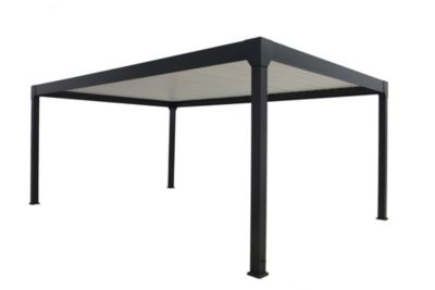 Pergola bioclimatique autoportante 5 x 3 m motorisée aluminium noir avec éclairage LED intégré Green Outside Actual
