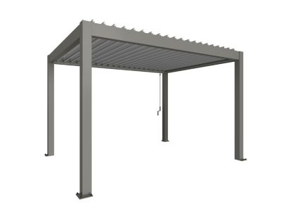 Pergola bioclimatique autoportante 6 x 3 cm manuelle acier gris quartz lames orientable argent Biohort