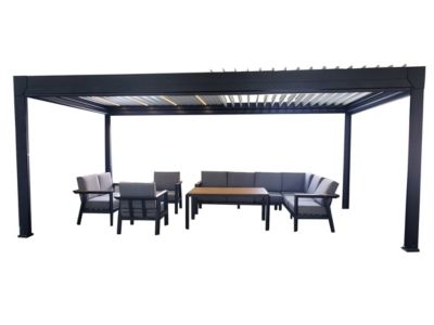 Pergola bioclimatique autoportante Actual motorisé aluminium noir sablé Green Outside 6 x 3 m