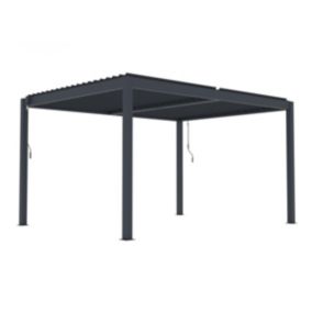 Pergola bioclimatique autoportante en aluminium avec lames orientables 12 m² anthracite - CASSAPIA