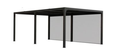 Pergola bioclimatique autoportante Habrita aluminium 3,6 x 6 m gris anthracite + 2 rideaux manuels 6 m