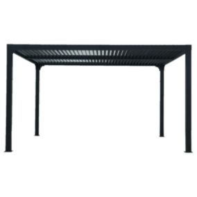 Pergola bioclimatique autoportante manuelle aluminium Habrita PER3630BI gris 3,60 x 3 m