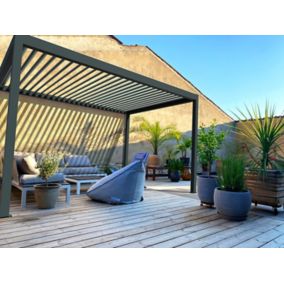 Pergola bioclimatique autoportante manuelle aluminium Salto 4,21 x 3,08 m gris anthracite