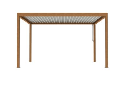 Pergola bioclimatique autoportante manuelle Salto Alumin'home aluminium aspect bois - 4 x 3 m