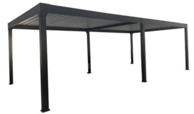 Pergola bioclimatique autoportante motorisée Actual aluminium noir RAL 2100 - 8 x 4 m Green Outside avec LED intégrés